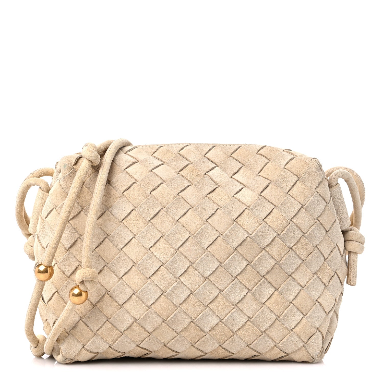 Bottega Veneta Suede Intrecciato Mini Loop Camera Bag Sand 1232328