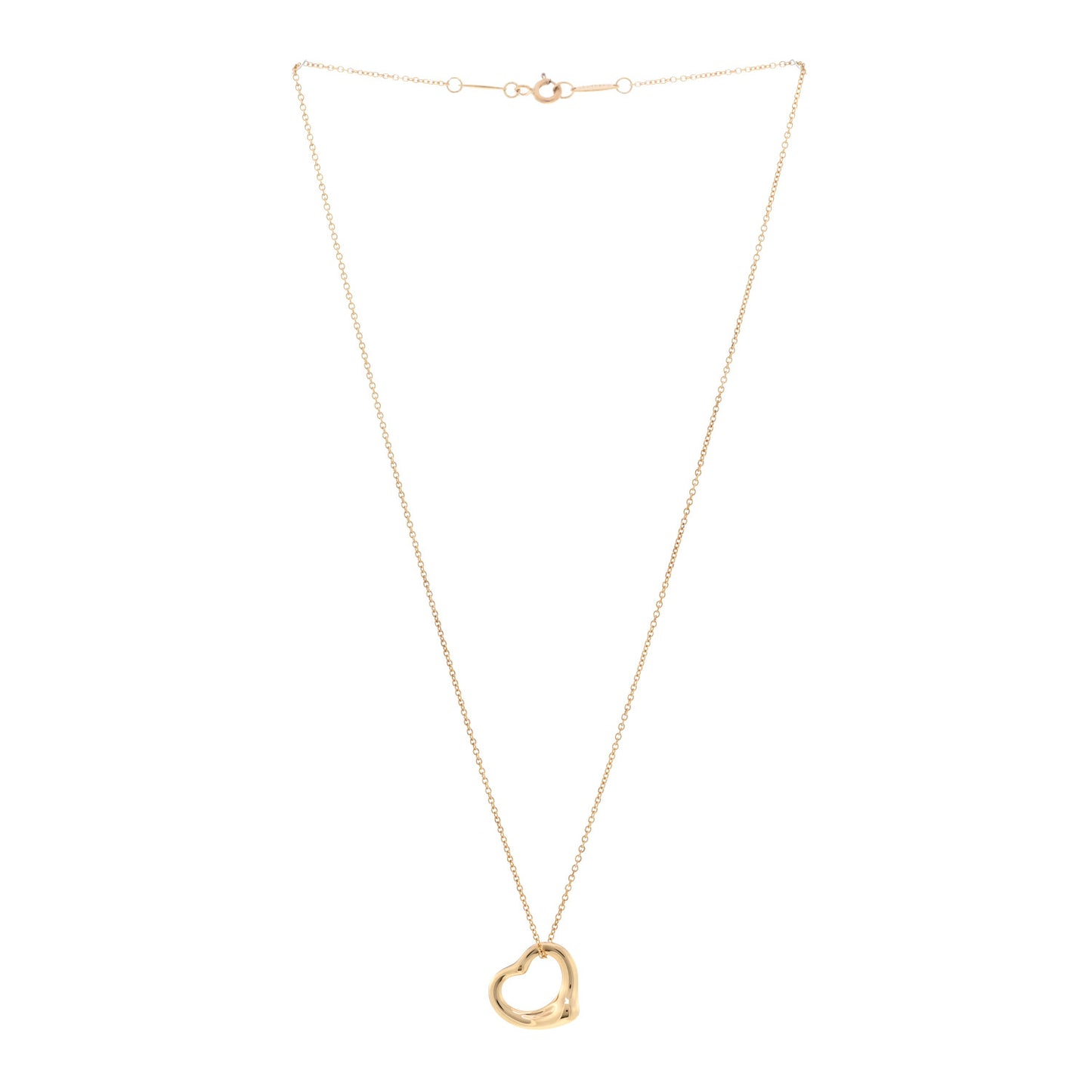 18K Yellow Gold 16mm Elsa Peretti Open Heart Pendant Necklace
