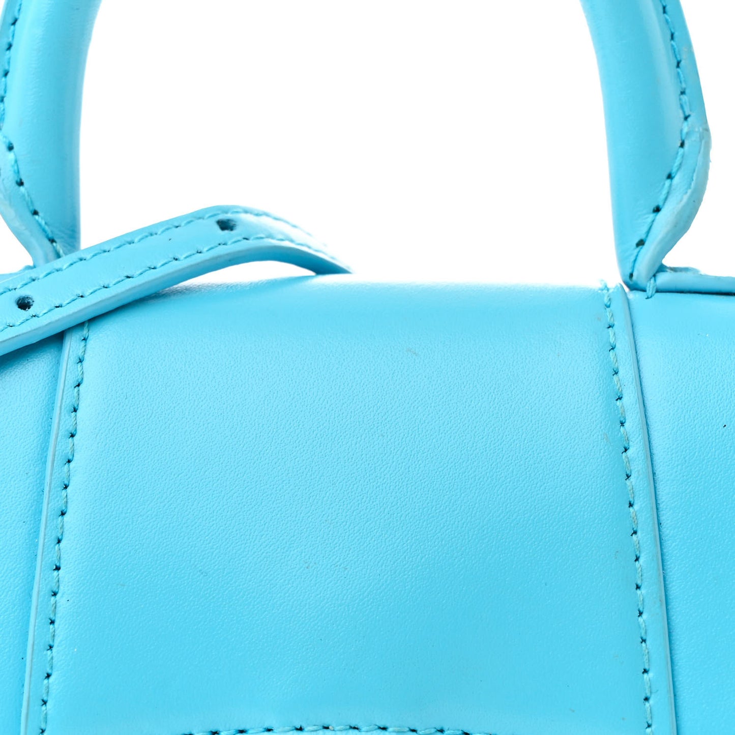 Shiny Box Calfskin Tonal B Hourglass Top Handle Bag Mini Azur