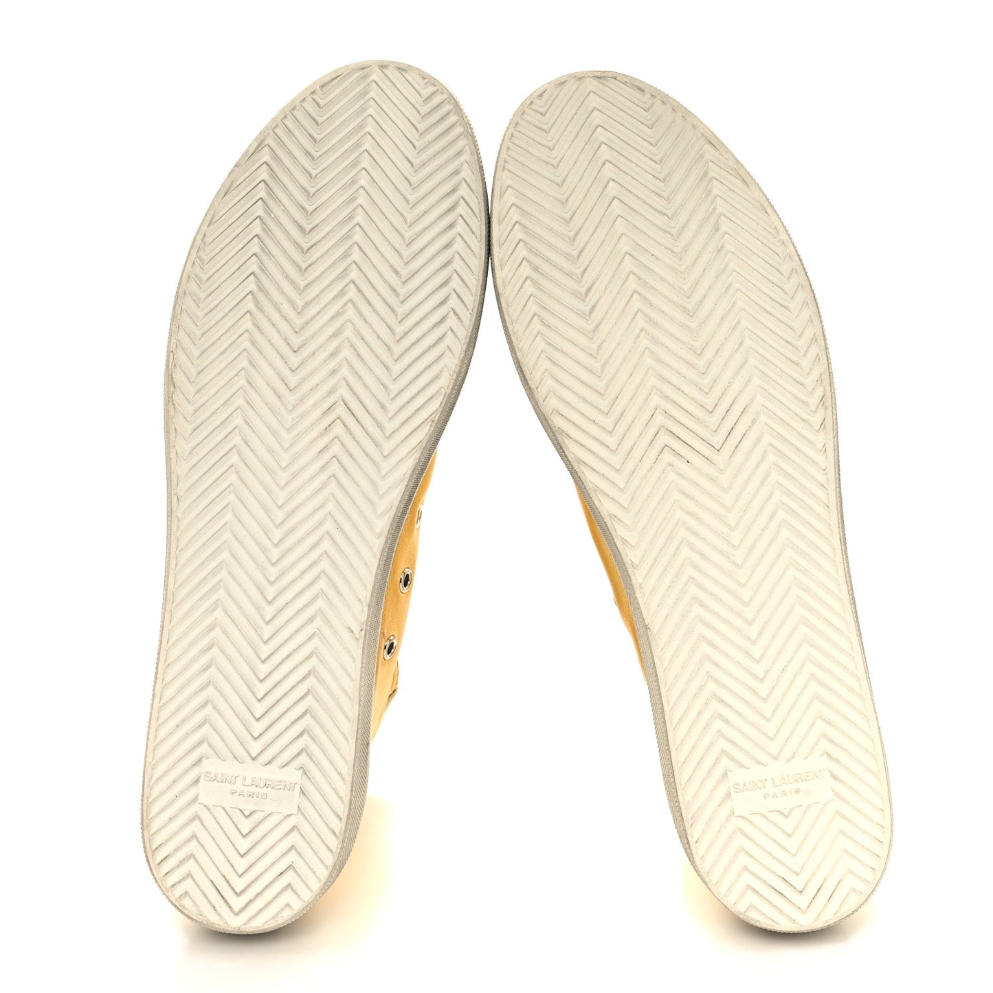 Distressed Calfskin Bedford Logo-Appliqued Hightop Sneakers 44 Gold Cream White