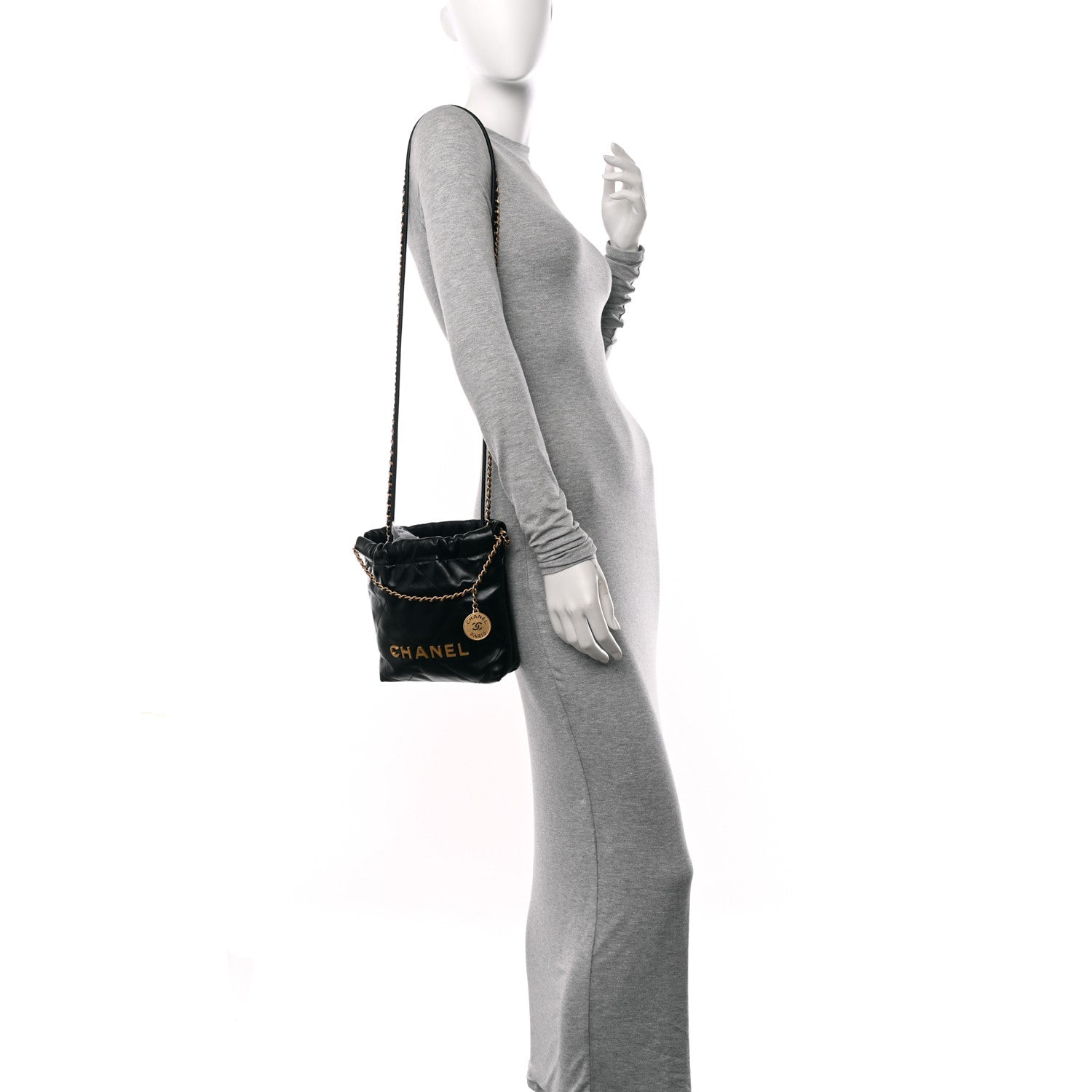 Chanel Shiny Calfskin Quilted Mini Chanel 22 Black 2 of 11