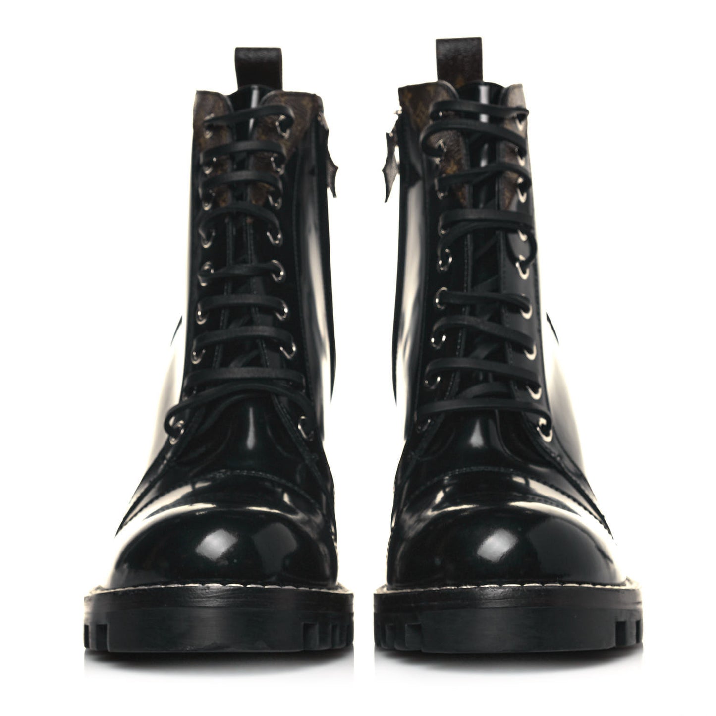 Patent Calfskin Monogram Star Trail Ankle Boots 41 Black