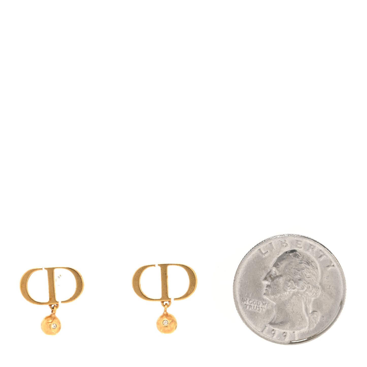 Metal Petit CD Stud Earrings Gold