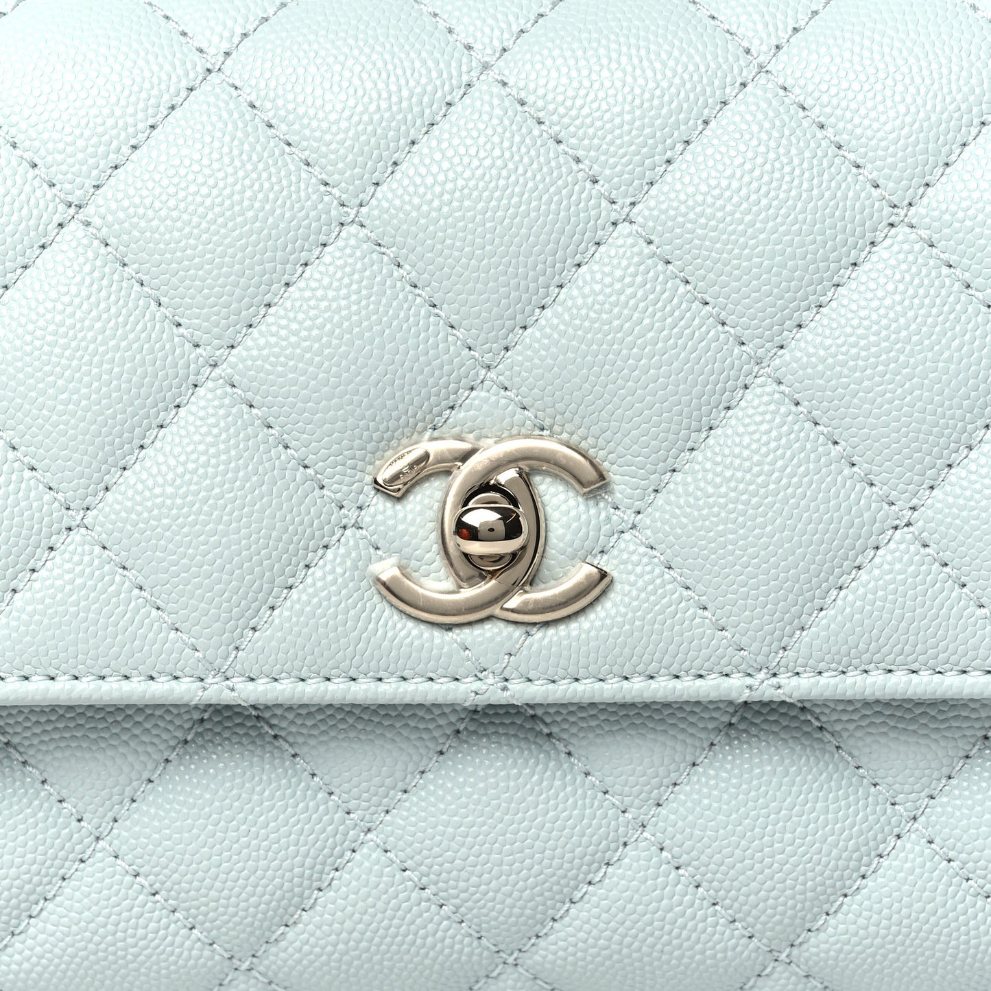 Caviar Quilted Mini Coco Handle Flap Light Blue