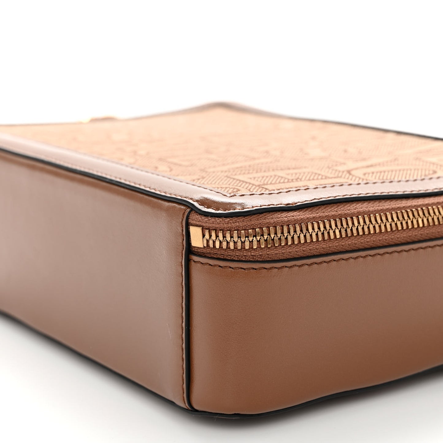 Canvas Calfskin Allover Messenger Bag Beige Brown