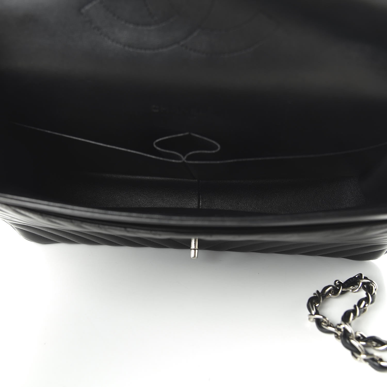 Chanel Lambskin Chevron Quilted Maxi Double Flap Black 7 of 13