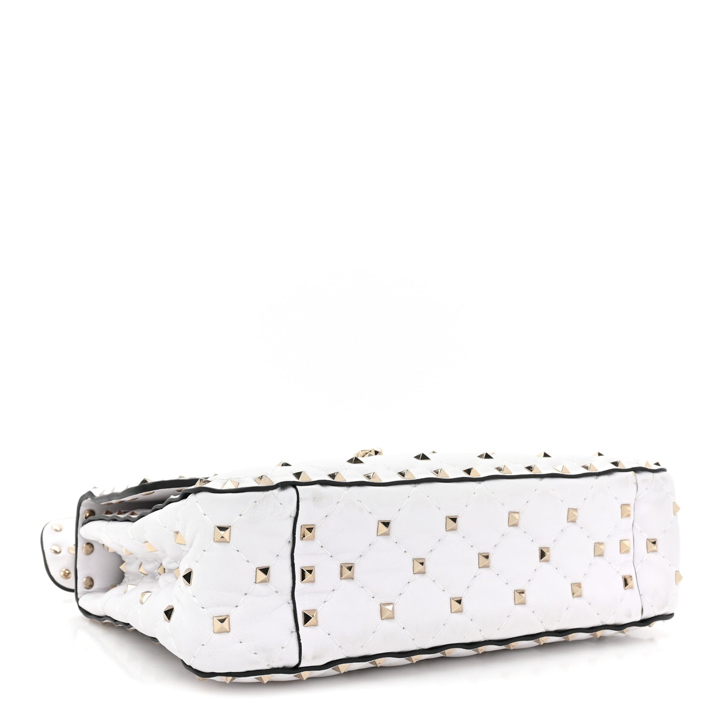 Lambskin VLTN Print Medium Rockstud Spike Shoulder Bag Optic White Black