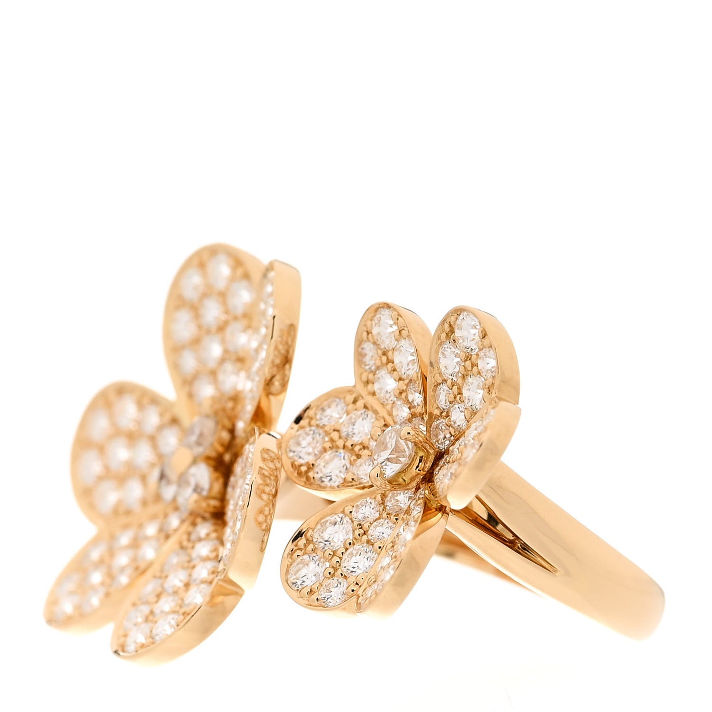 18K Yellow Gold Diamond Frivole Between The Finger Pave Ring 52 6