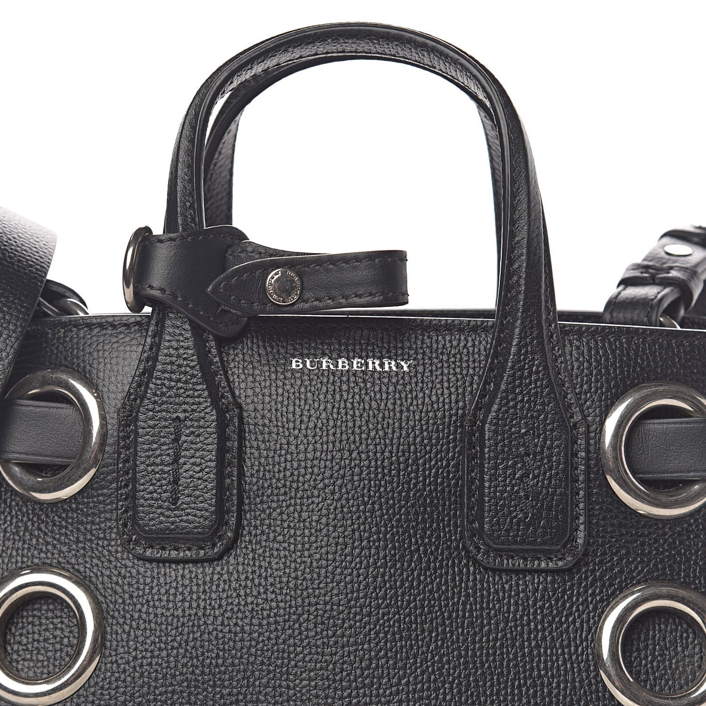 Grainy Calfskin House Check Grommet Baby Banner Tote Black