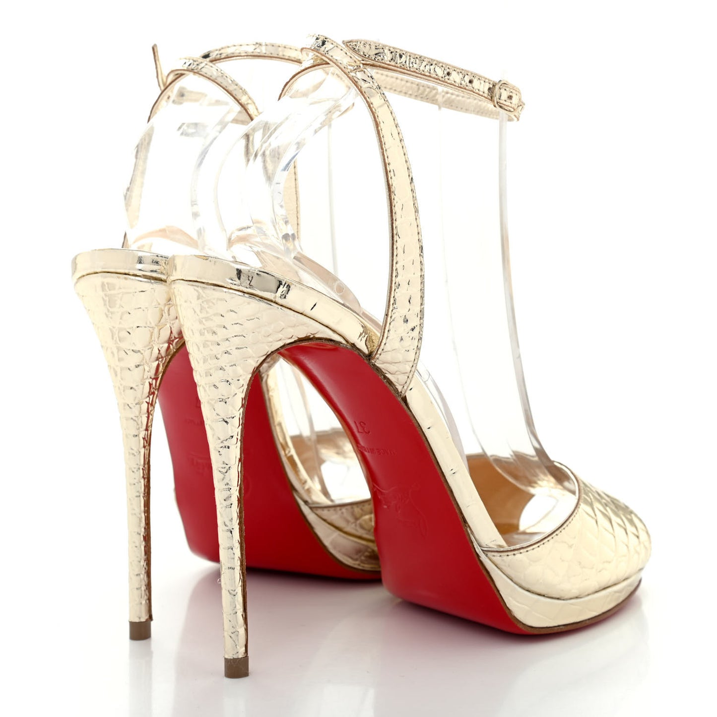 Metallo Cocco Loubiloo 120 Ankle Strap Pumps 37 Platine