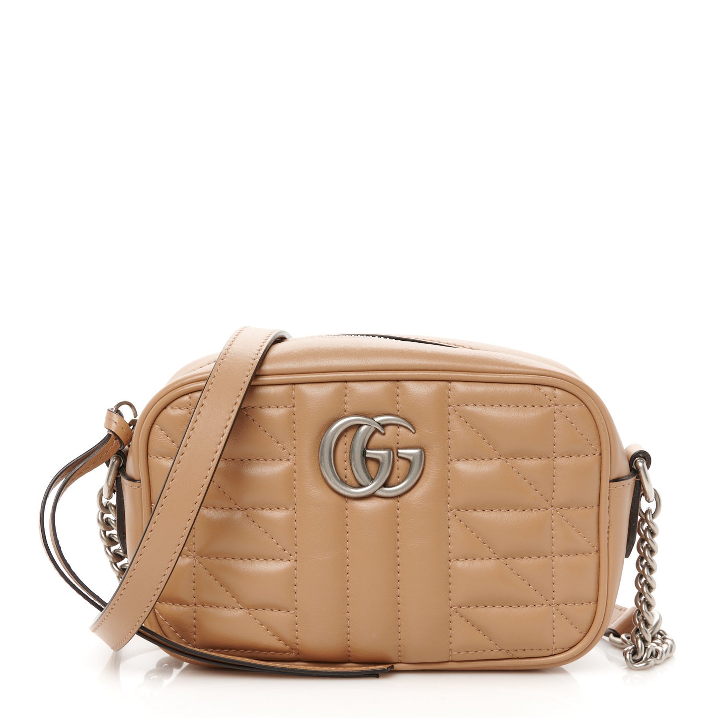 Calfskin Matelasse Aria Mini GG Marmont Chain Shoulder Bag Camelia
