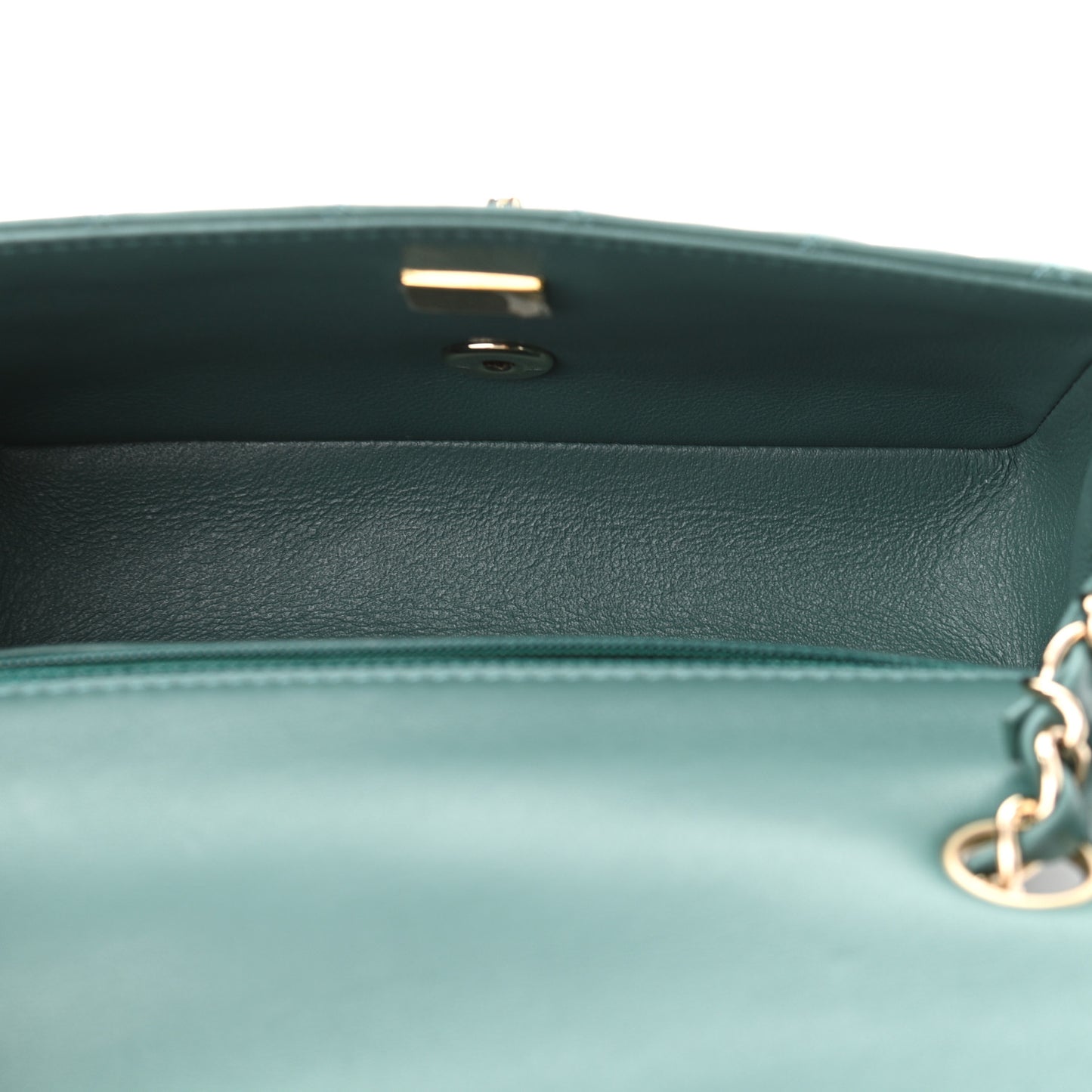 Lambskin Quilted Mini Rectangular Flap Green