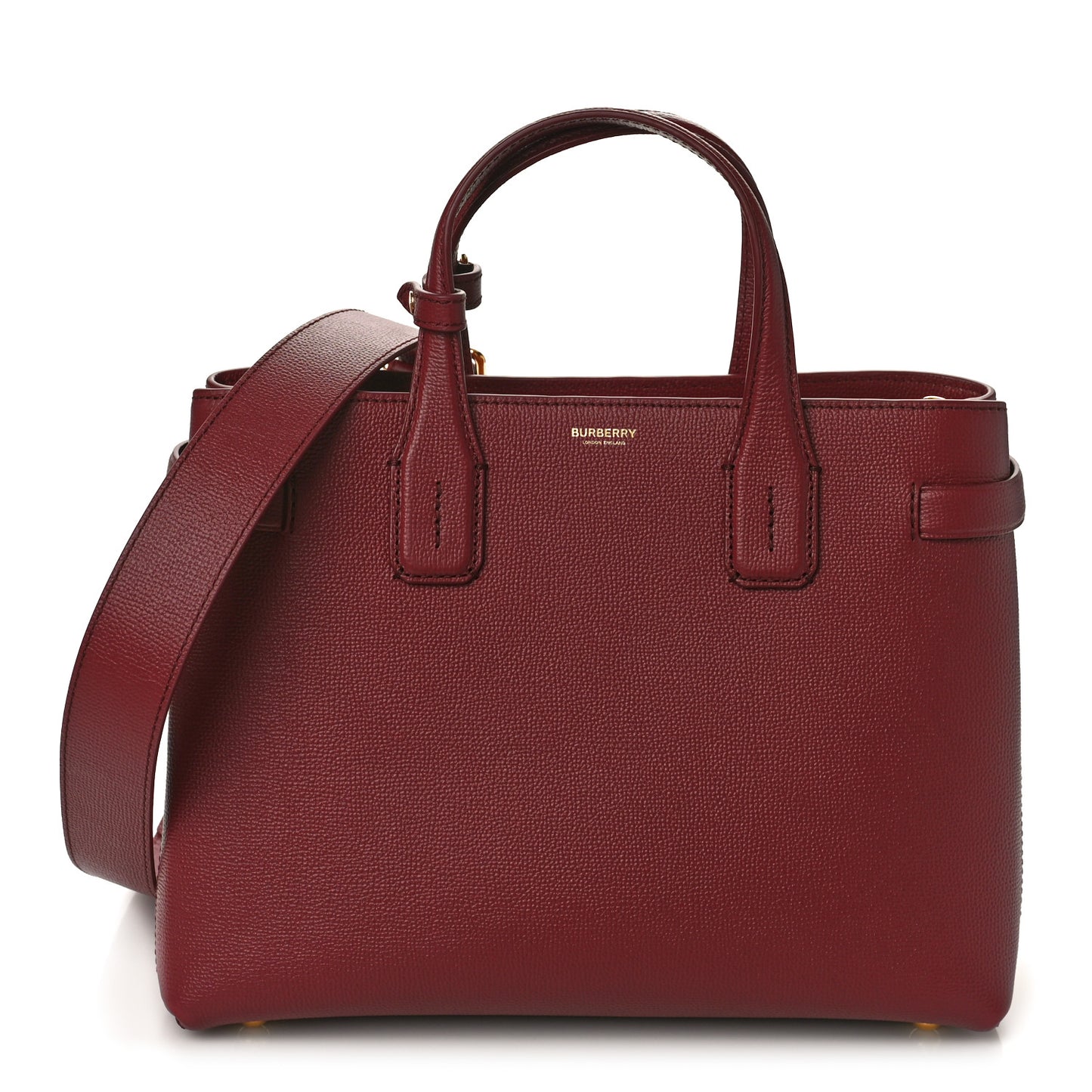 Grainy Calfskin House Check Medium Banner Tote Mahogany Red