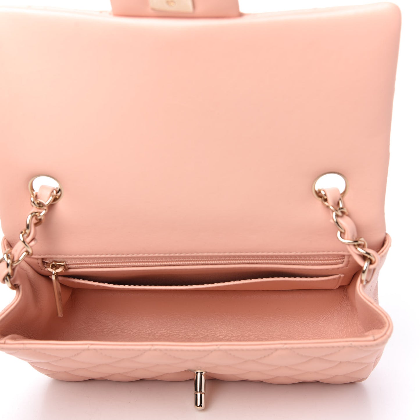 Lambskin Quilted Mini Rectangular Flap Light Pink