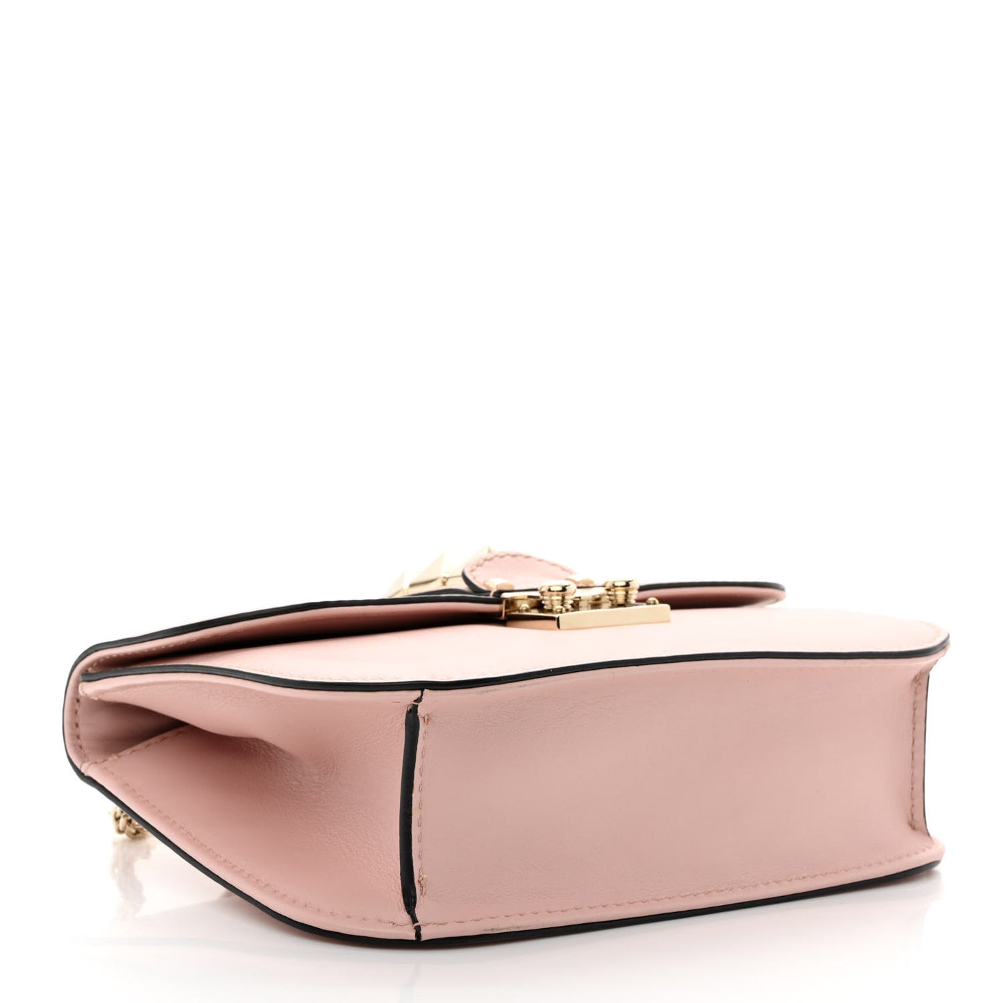 Vitello Small Glam Lock Rockstud Flap Poudre