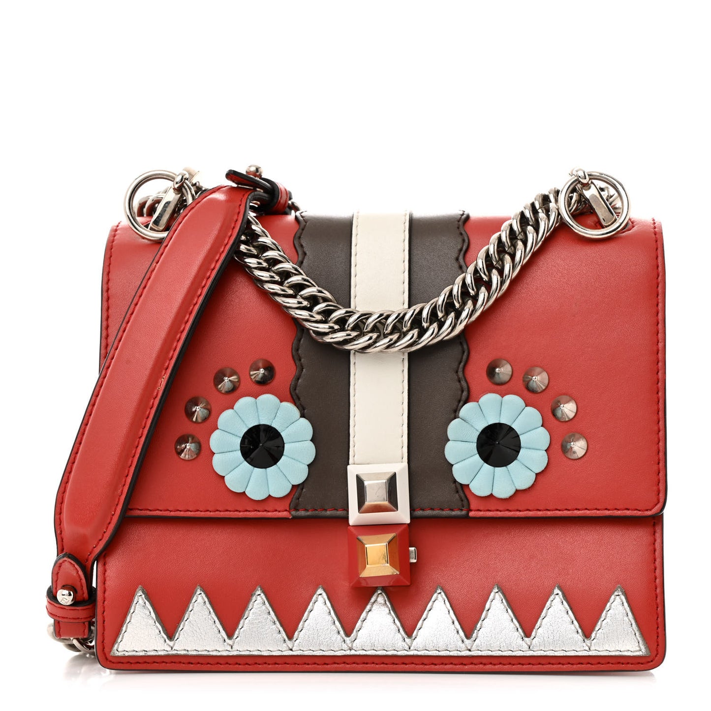 Vitello Liberty Lucido Catalan Mirror Hypnoteyes Studded Small Kan I Shoulder Bag Bloody Mary Carbone Multicolor