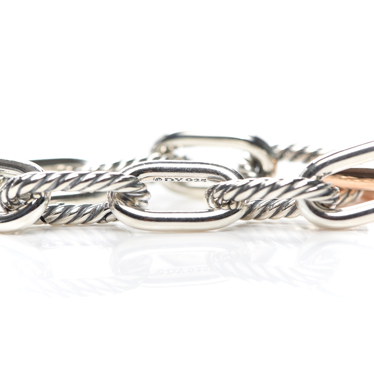 Sterling Silver 18K Rose Gold 11mm Madison Chain Bracelet