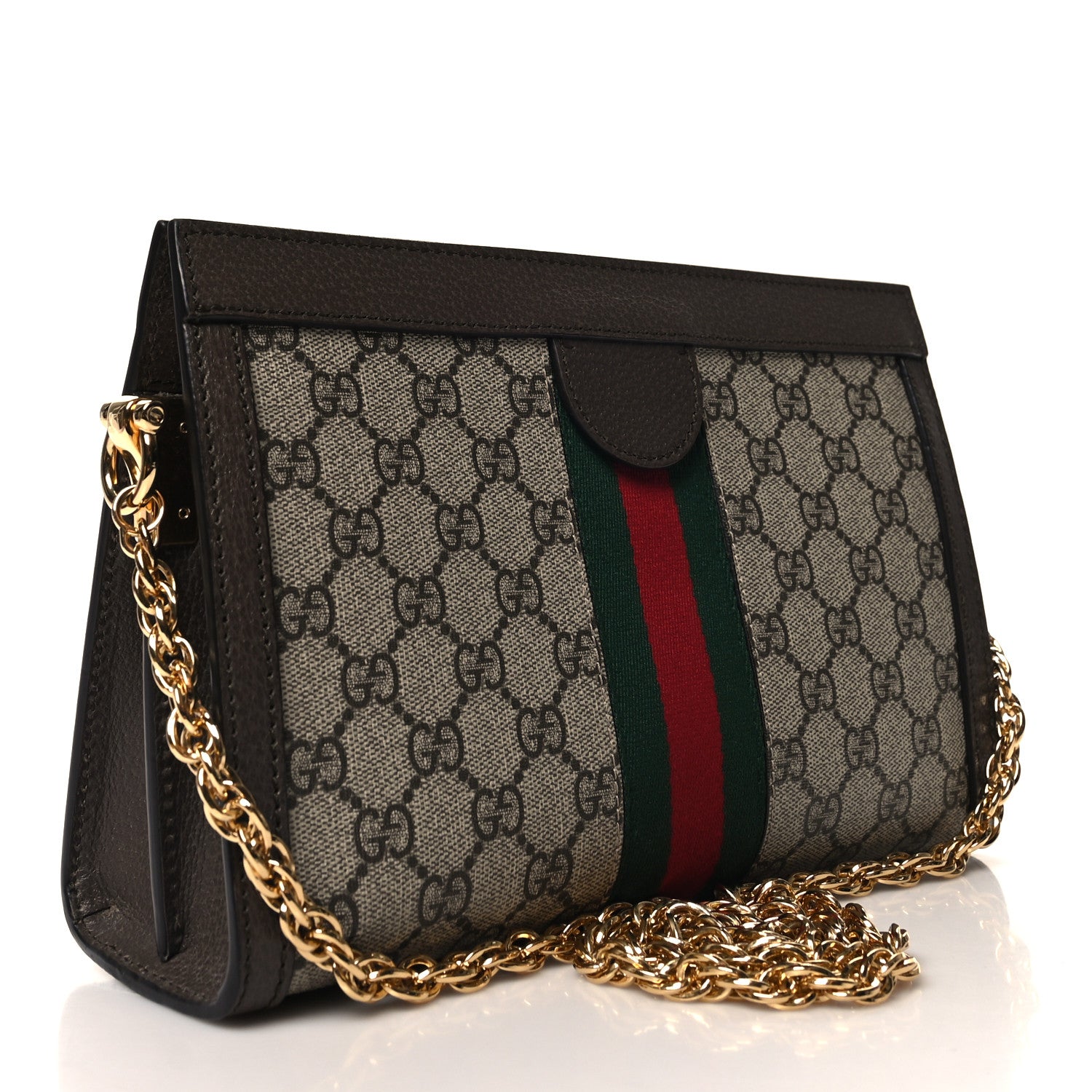 Gucci GG Supreme Monogram Web Small Ophidia Chain Shoulder Bag Brown 3 of 11