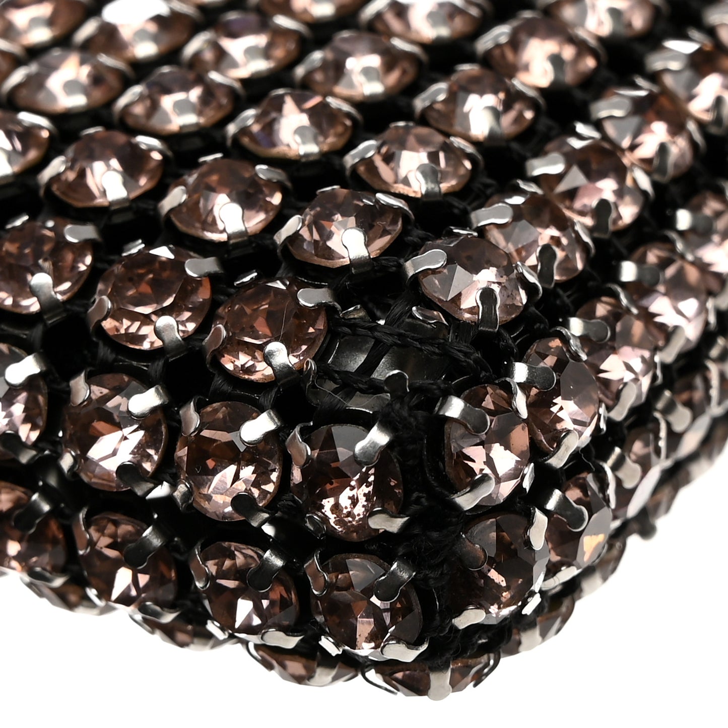 Mesh Crystal Rhinestone Nano Heiress Shoulder Bag Black Pink