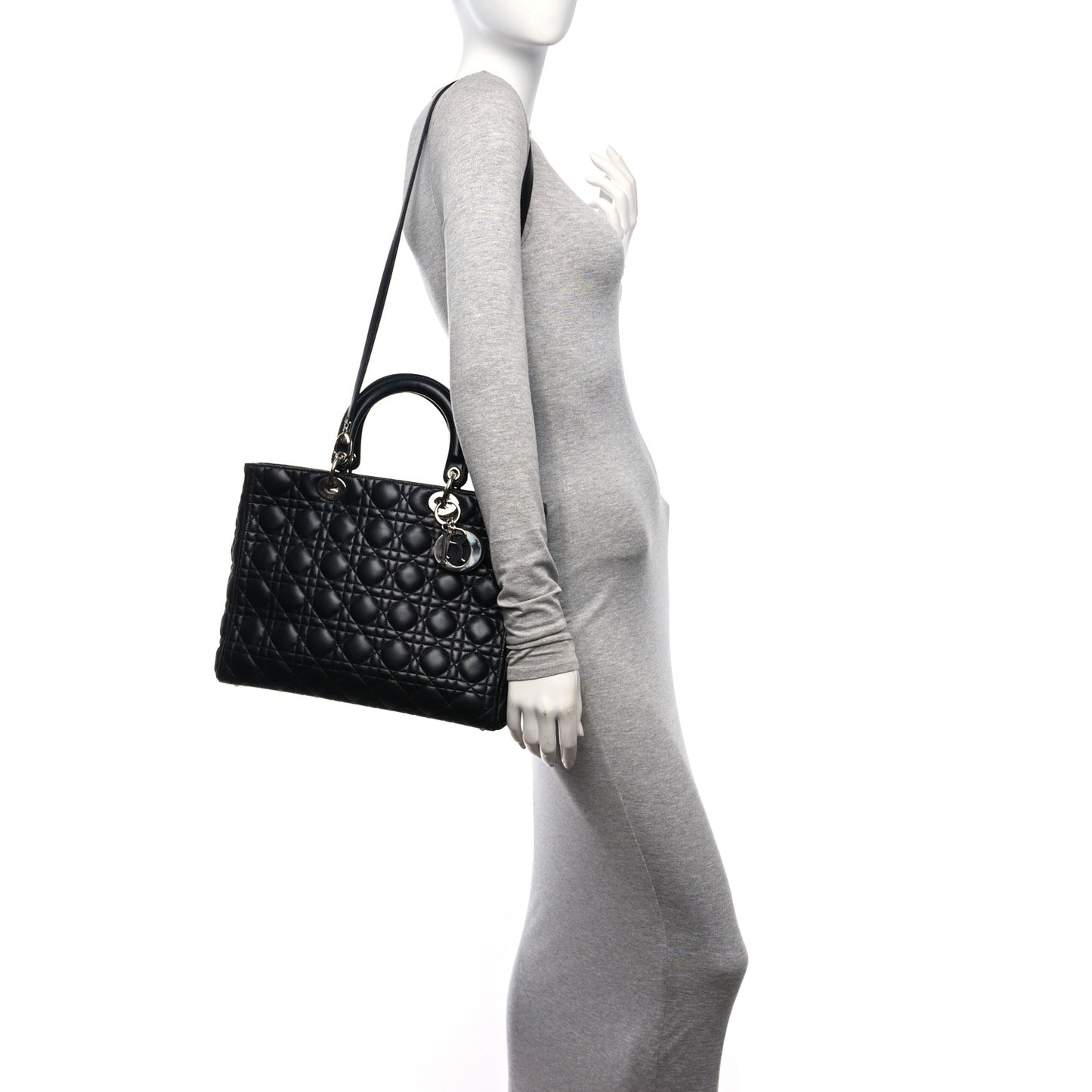Lambskin Cannage Large Lady Dior Black