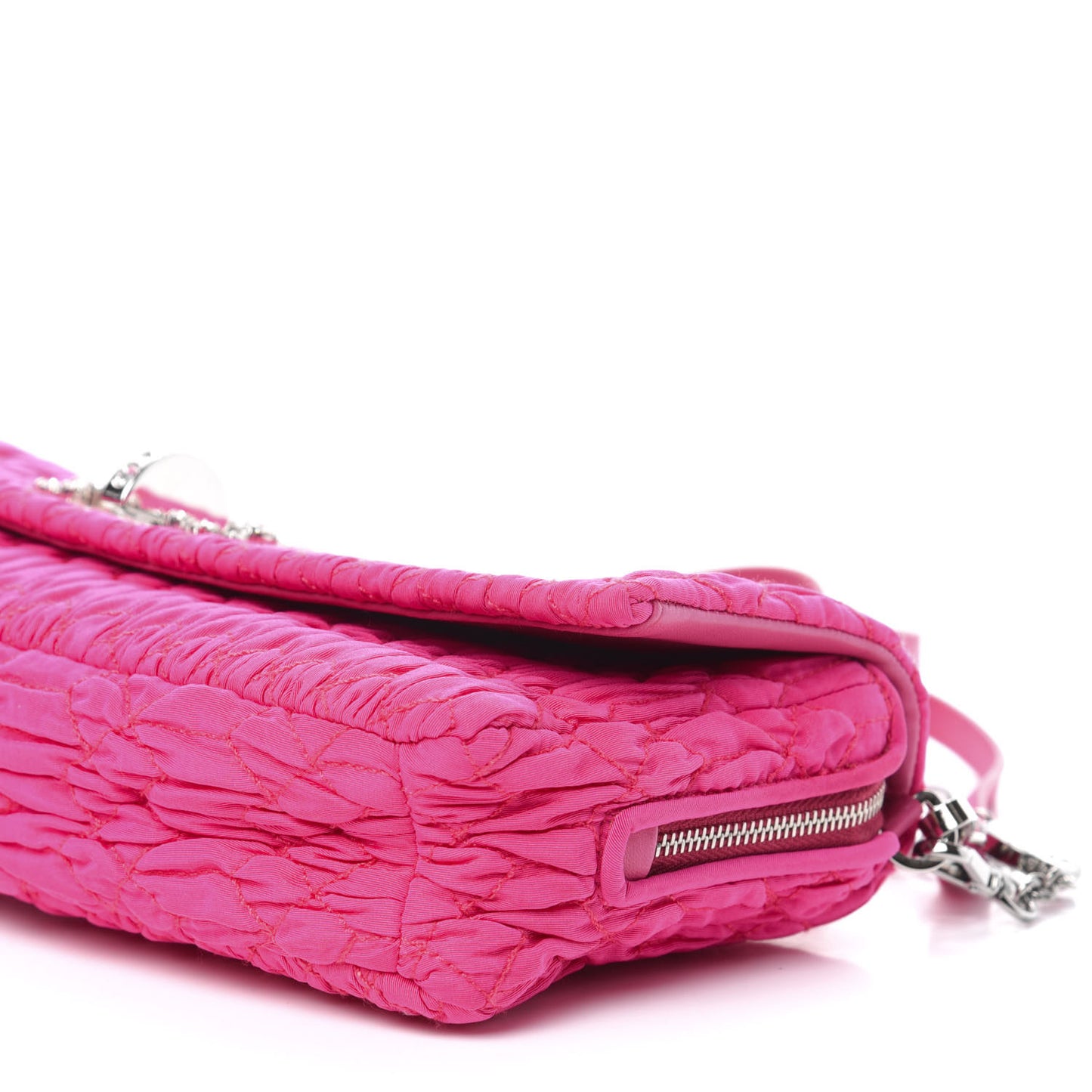 Faille Matelasse Crystal Flap Clutch Pink