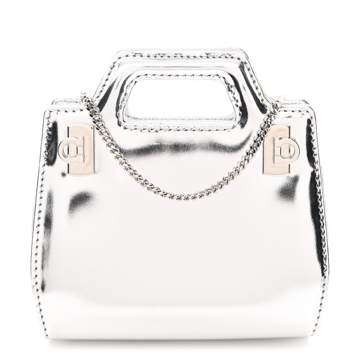 Salvatore Ferragamo Metallic Brushed Calfskin Micro Wanda Top