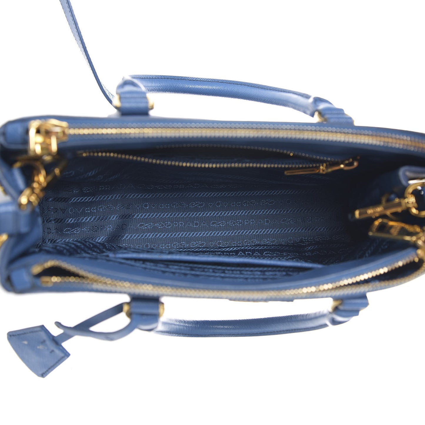 Saffiano Mini Galleria Double Zip Tote Cobalto