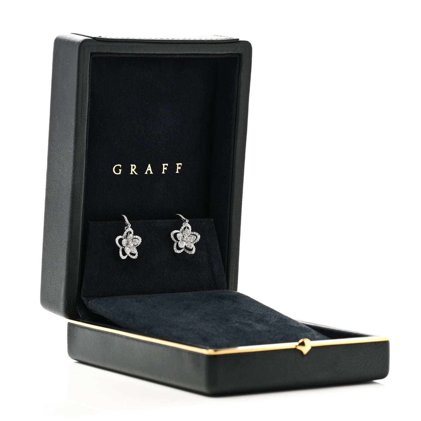 18K White Gold Diamond Wild Flower Drop Earrings