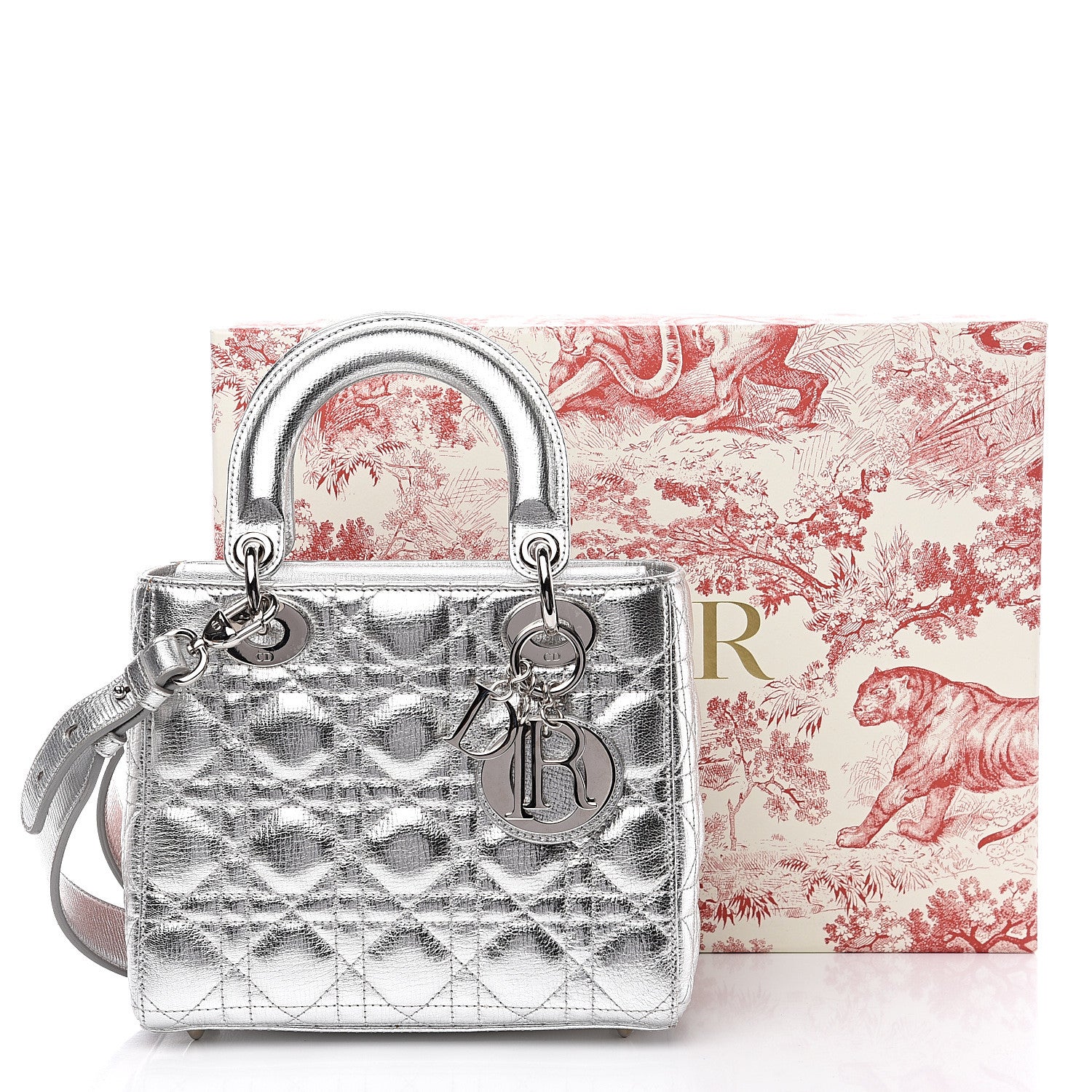 Christian Dior Metallic Grained Calfskin Cannage My ABCDior Lady Dior Silver 9 of 9