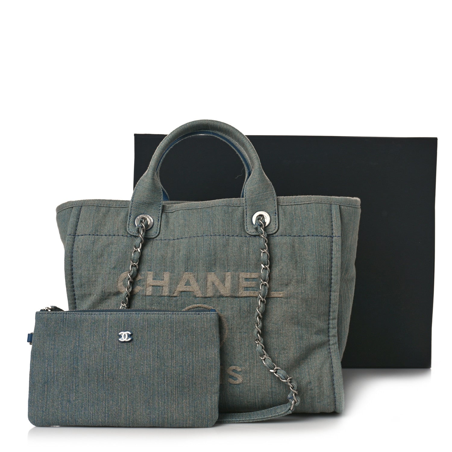 Chanel Denim Small Deauville Tote Light Blue 11 of 11