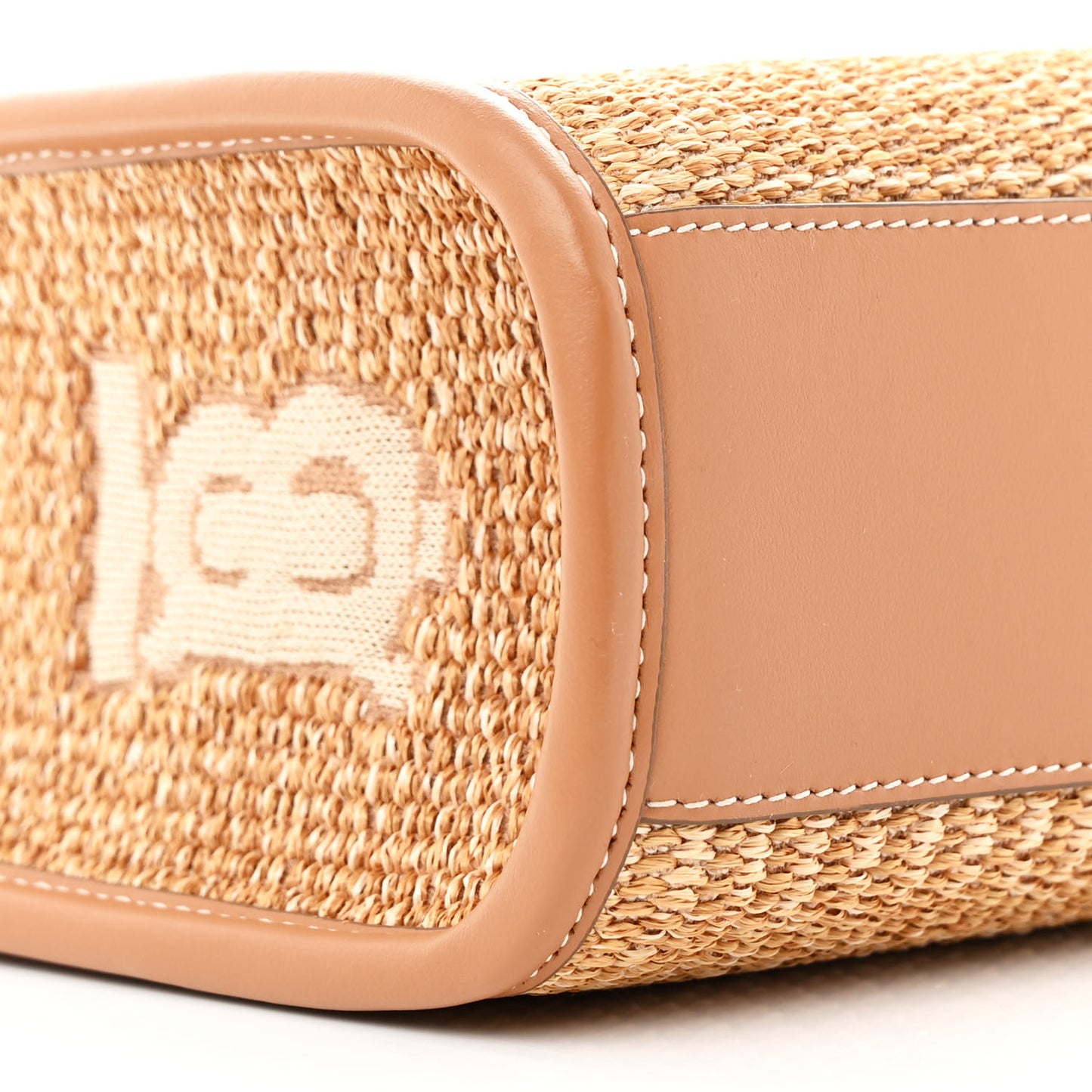 Raffia Calfskin Mini Freya Tote Natural