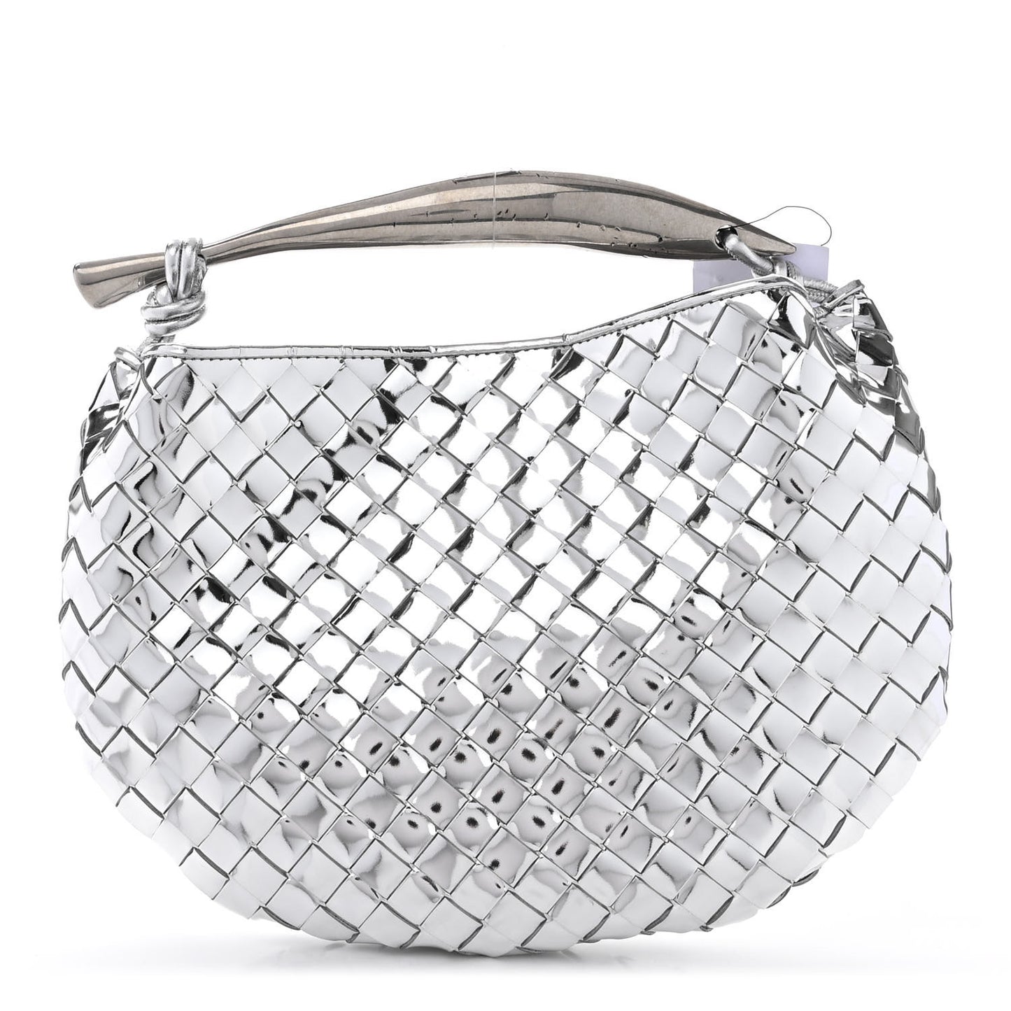 Mirror Laminated Nappa Intrecciato Sardine Bag Silver