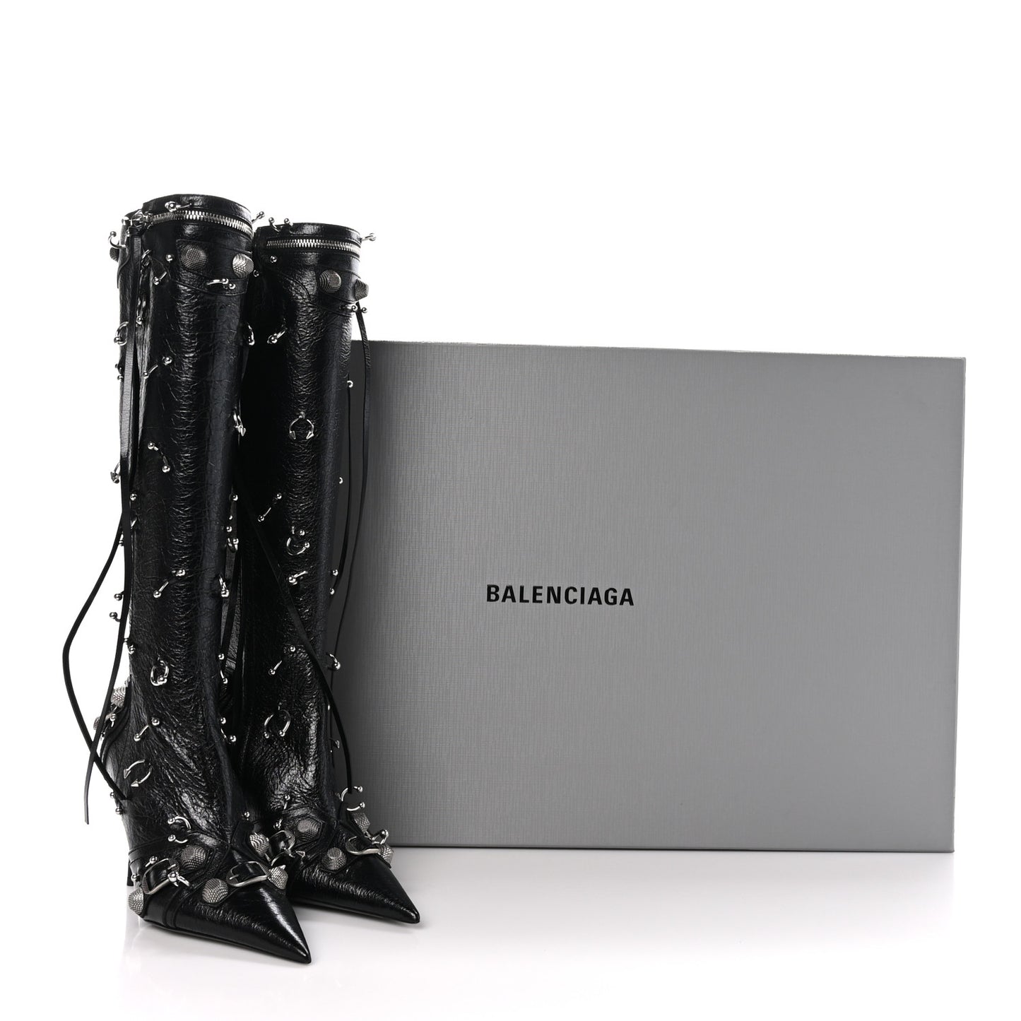 Agneau Arena Piercing Cagole 90mm Boots 37 Black Silver