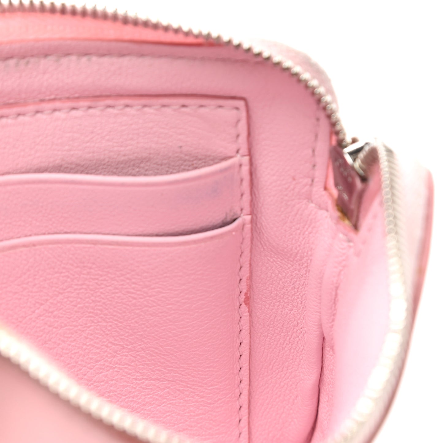 Lambskin Bi-Color Coin and Card Pouch Pale Pink Espresso