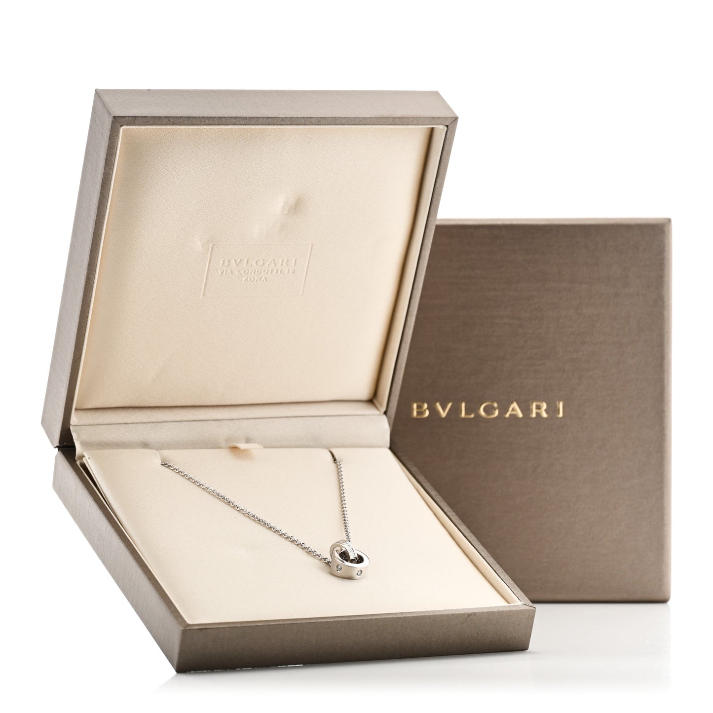 18K White Gold Diamond BVLGARI BVLGARI Link Pendant Necklace