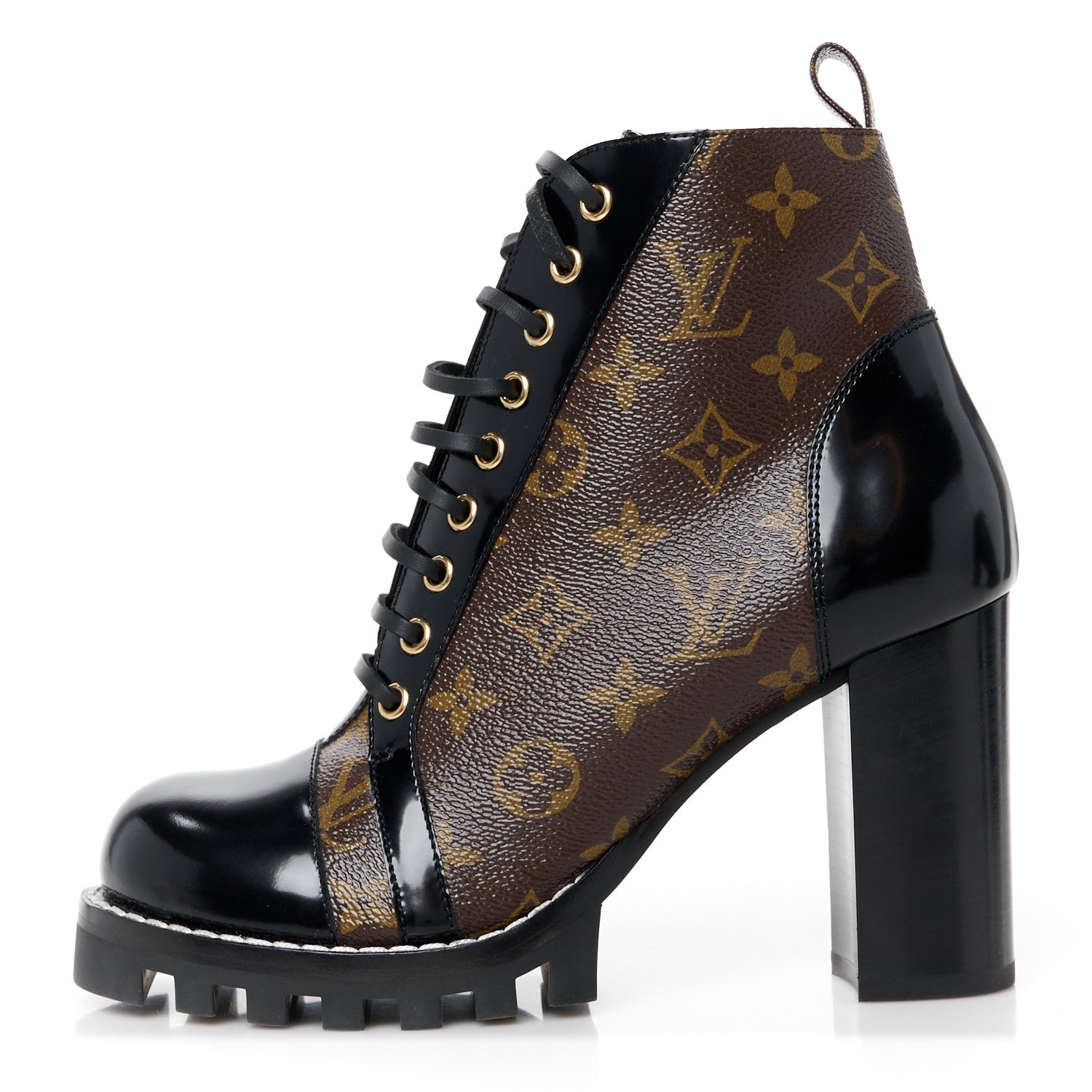 Louis Vuitton Patent Calfskin Monogram Star Trail Ankle Boots 40 Black 1 of 9