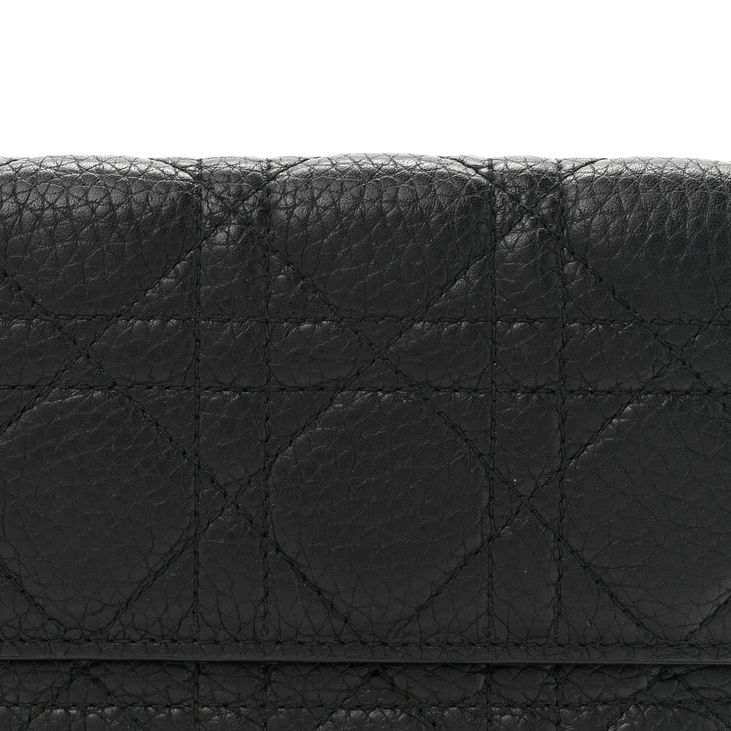 Grained Calfskin Cannage Lady Dior Rendezvous Chain Wallet Black