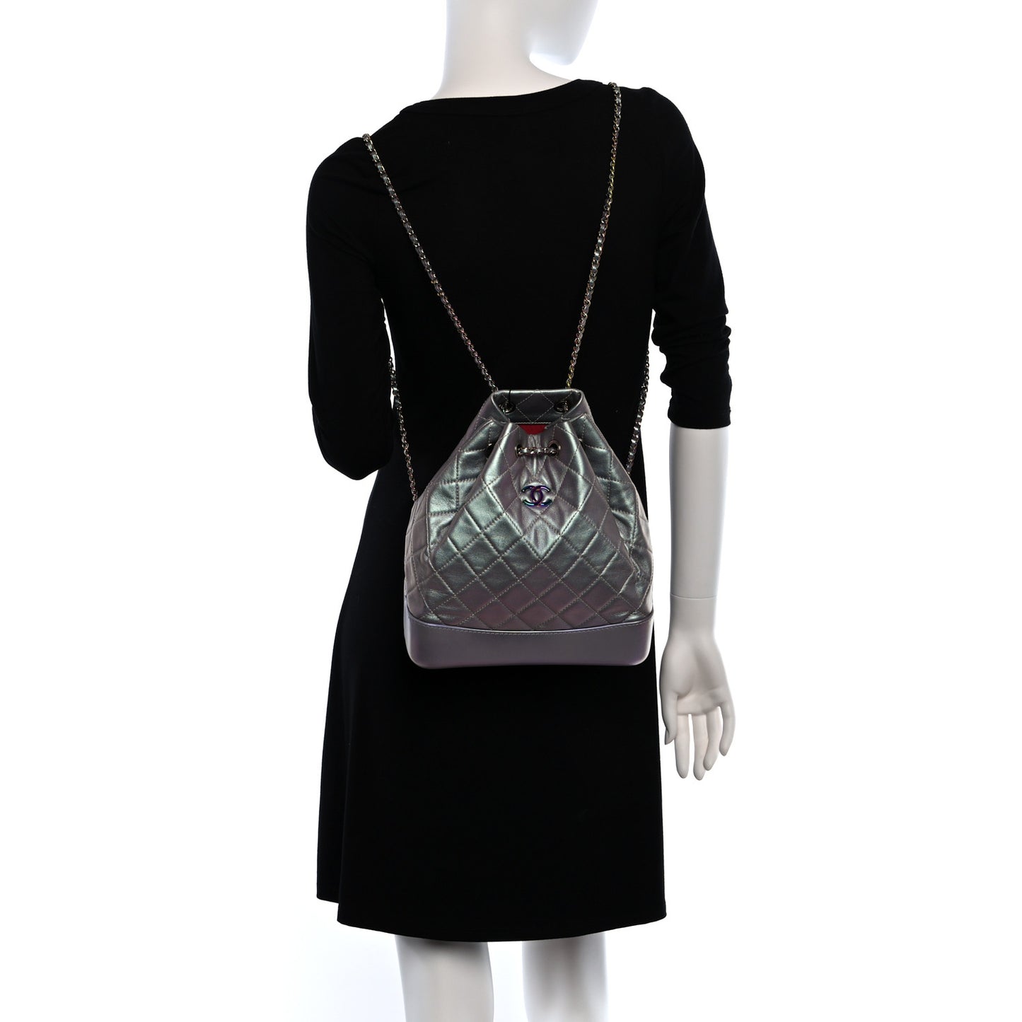 Iridescent Lambskin Calfskin Quilted Gabrielle Backpack Light Purple