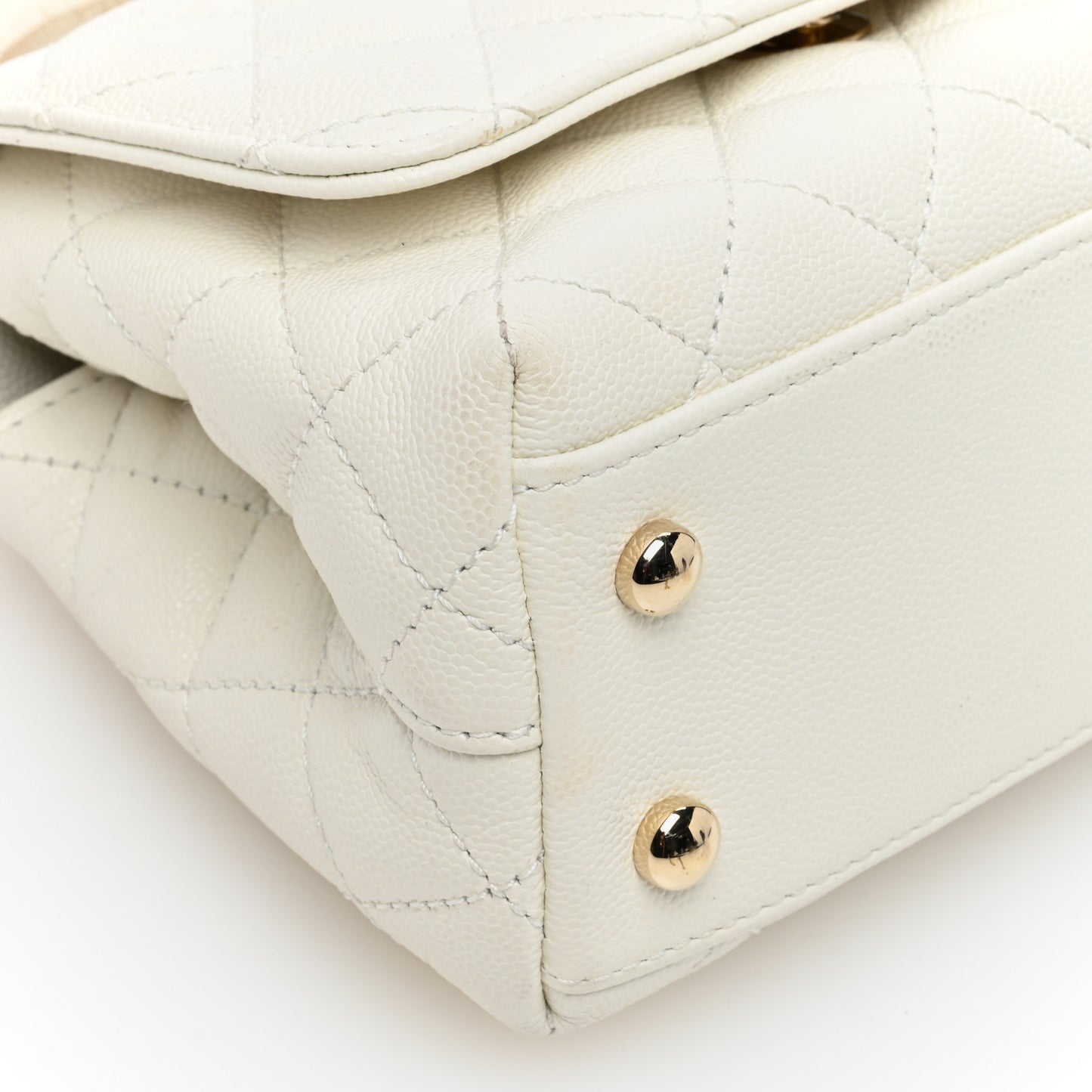 Caviar Quilted Extra Mini Coco Handle Flap White