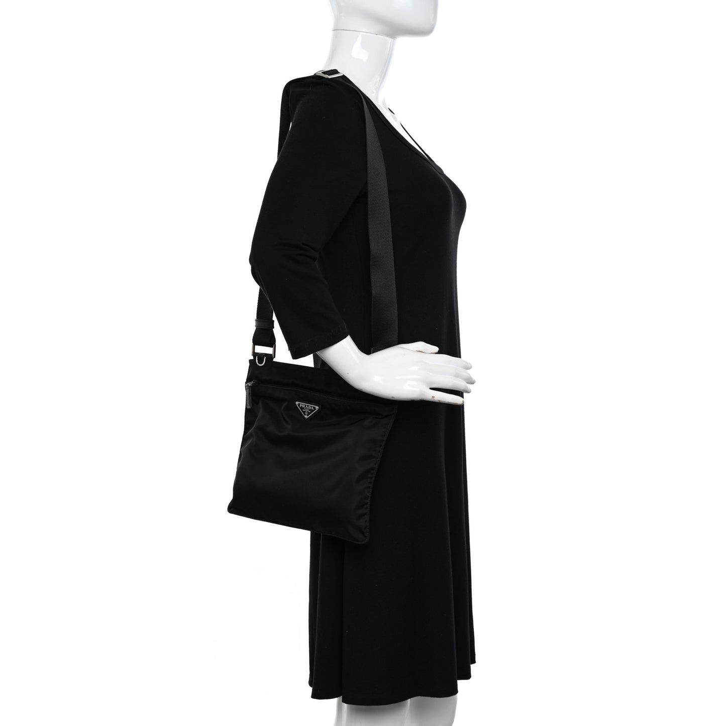 Nylon Vela Flat Messenger Bag Black