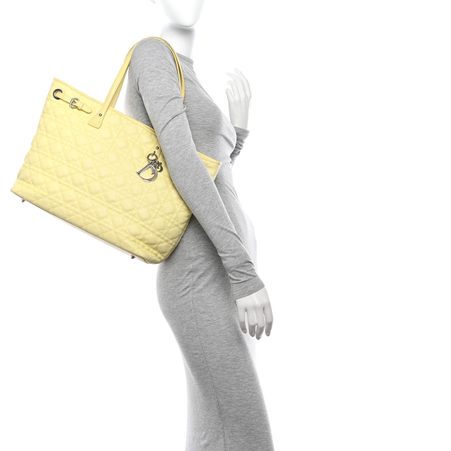 Coated Canvas Cannage Medium Panarea Tote Light Yellow
