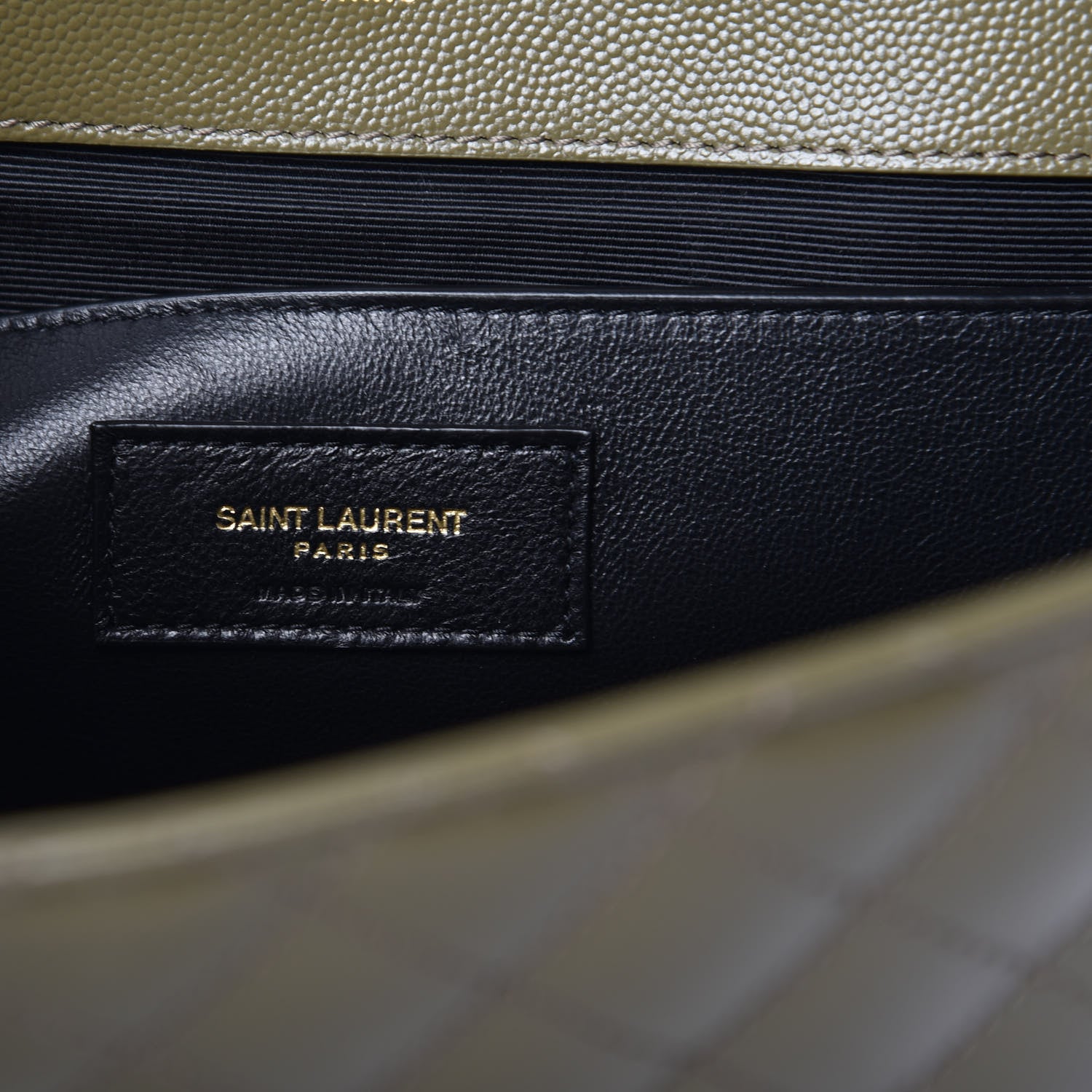 Saint Laurent Grain De Poudre Textured Mixed Matelasse Medium Triquilt Monogram Satchel Vert Kaki 6 of 9