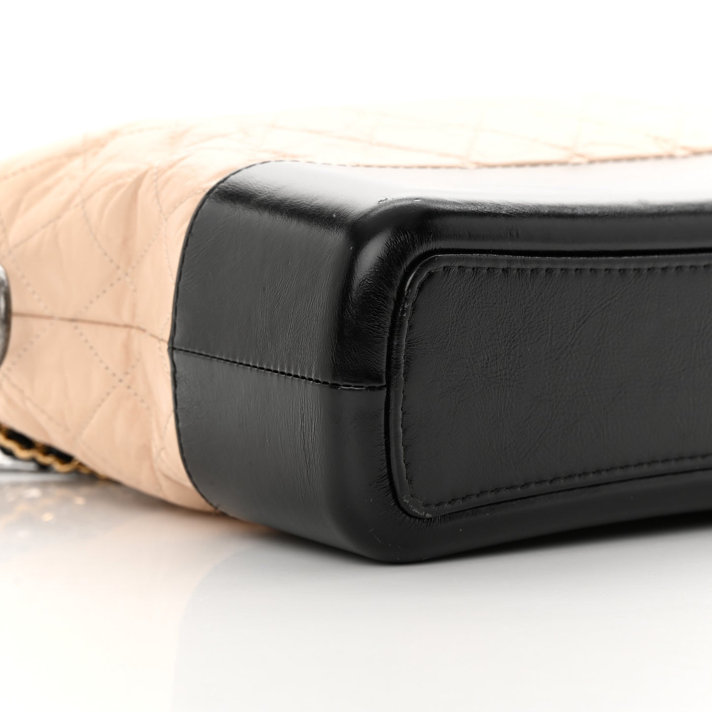 Aged Calfskin Quilted Medium Gabrielle Hobo Beige Black