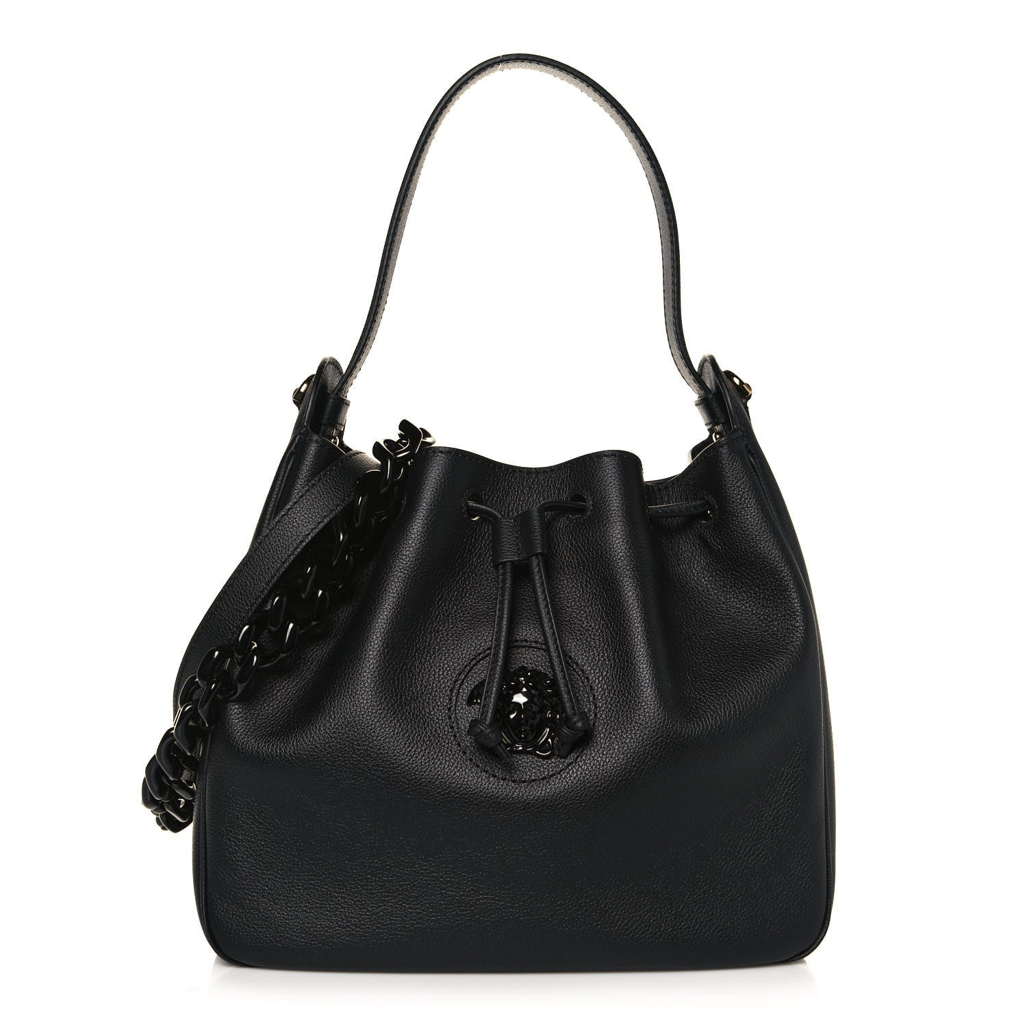 Versace Grained Calfskin La Medusa Bucket Bag Black 1 of 13