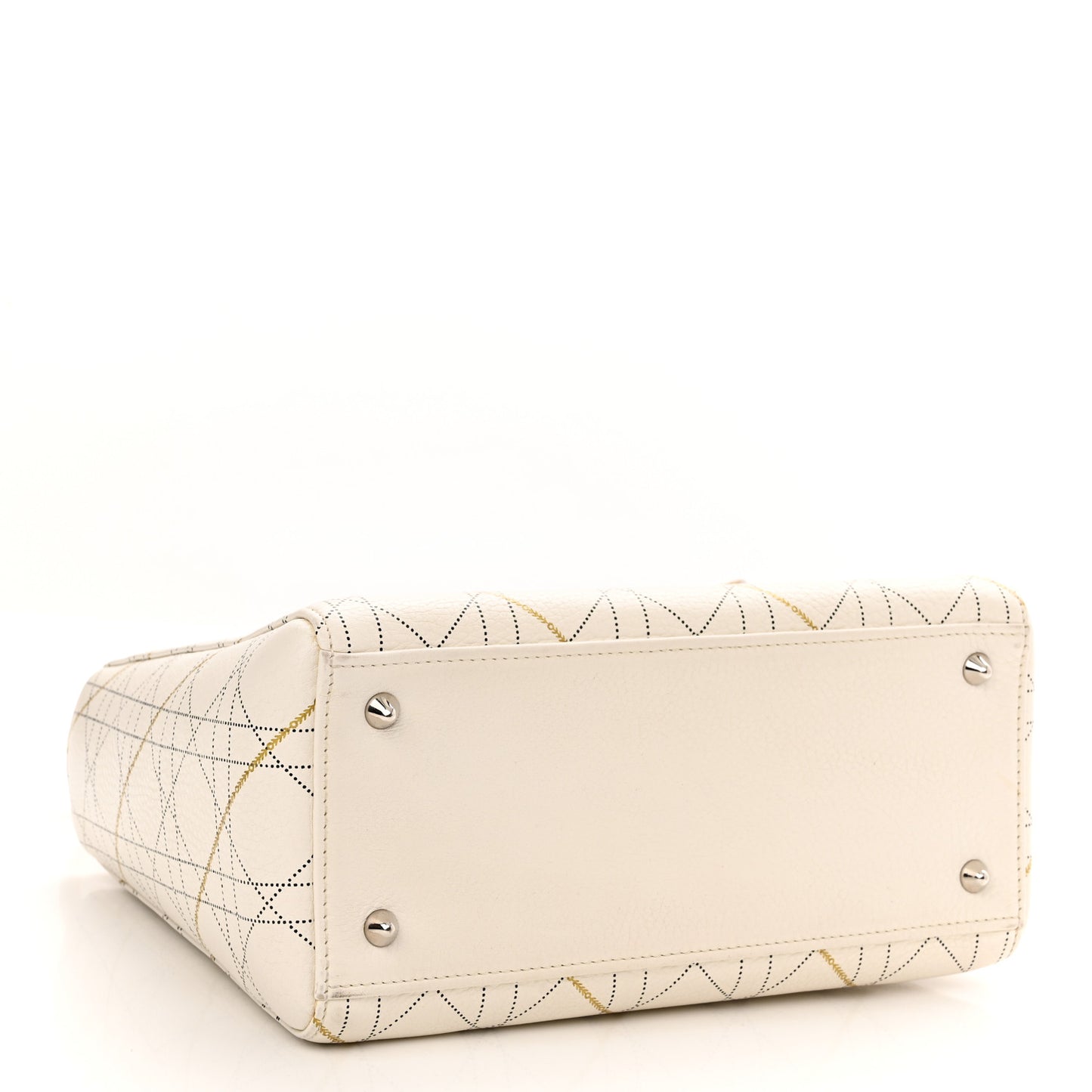 Calfskin Cannage Print Medium Lady Dior White