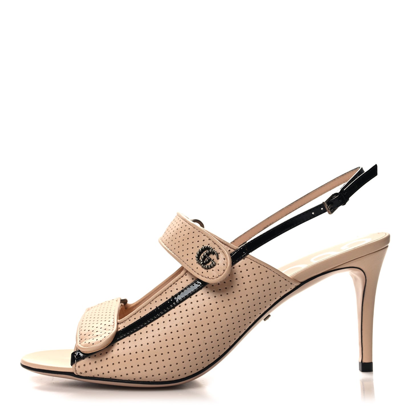 Malaga Kid Mini Double G Perforated Womens Slingback Sandals 39.5 Skin Rose