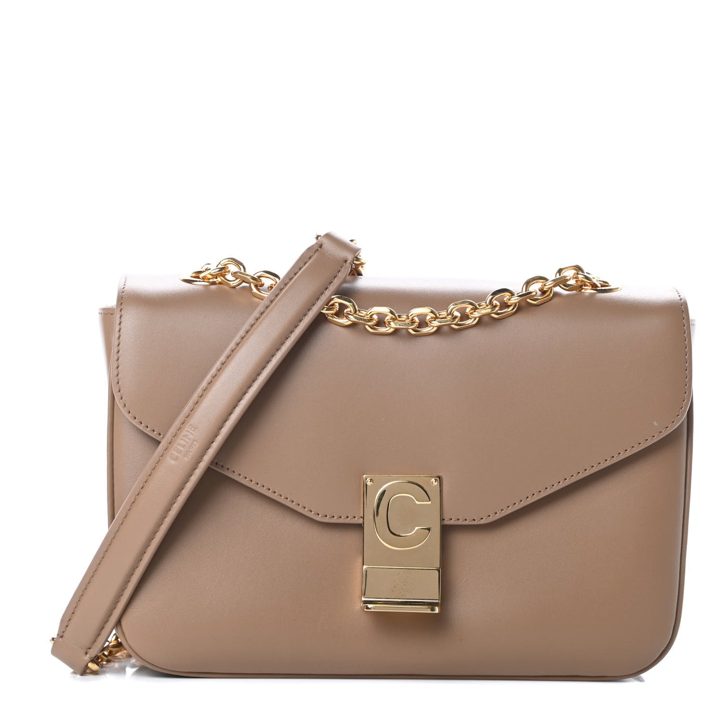 Shiny Calfskin Medium C Bag Light Camel