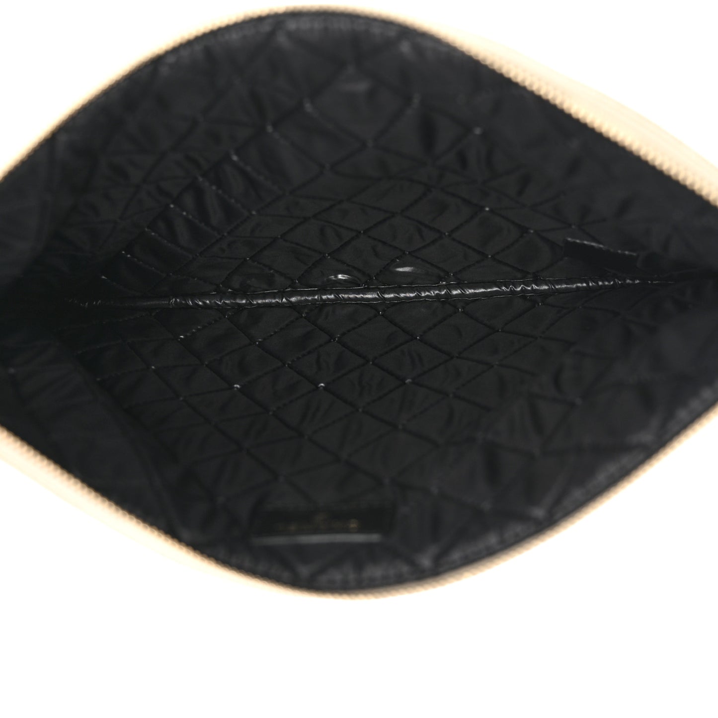 Metallic Goatskin Lambskin Grosgrain Pearl CC Medium Cosmetic Case Black Gold