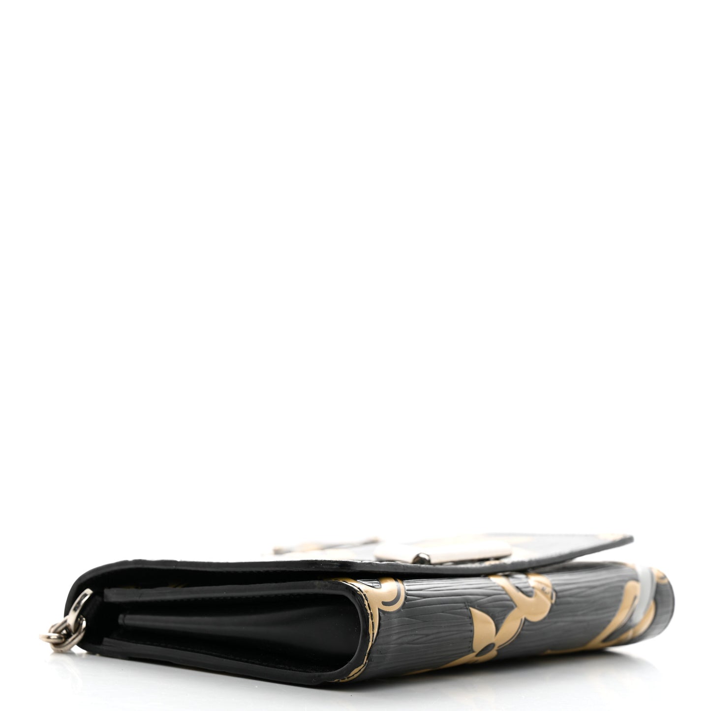 Epi Chain Flower Print Twist Chain Wallet Black