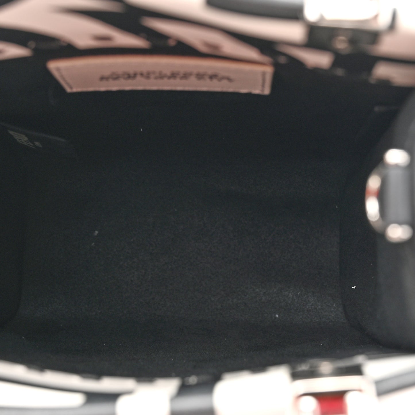 X MARC JACOBS Vitello King Plexiglass Logo Print Mini Fendi Sunshine Shopper Tote Black White
